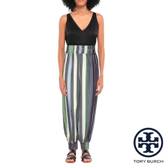 TORY BURCH **NWT** Field Day Stripe Silk Pants - Picture 12 of 14